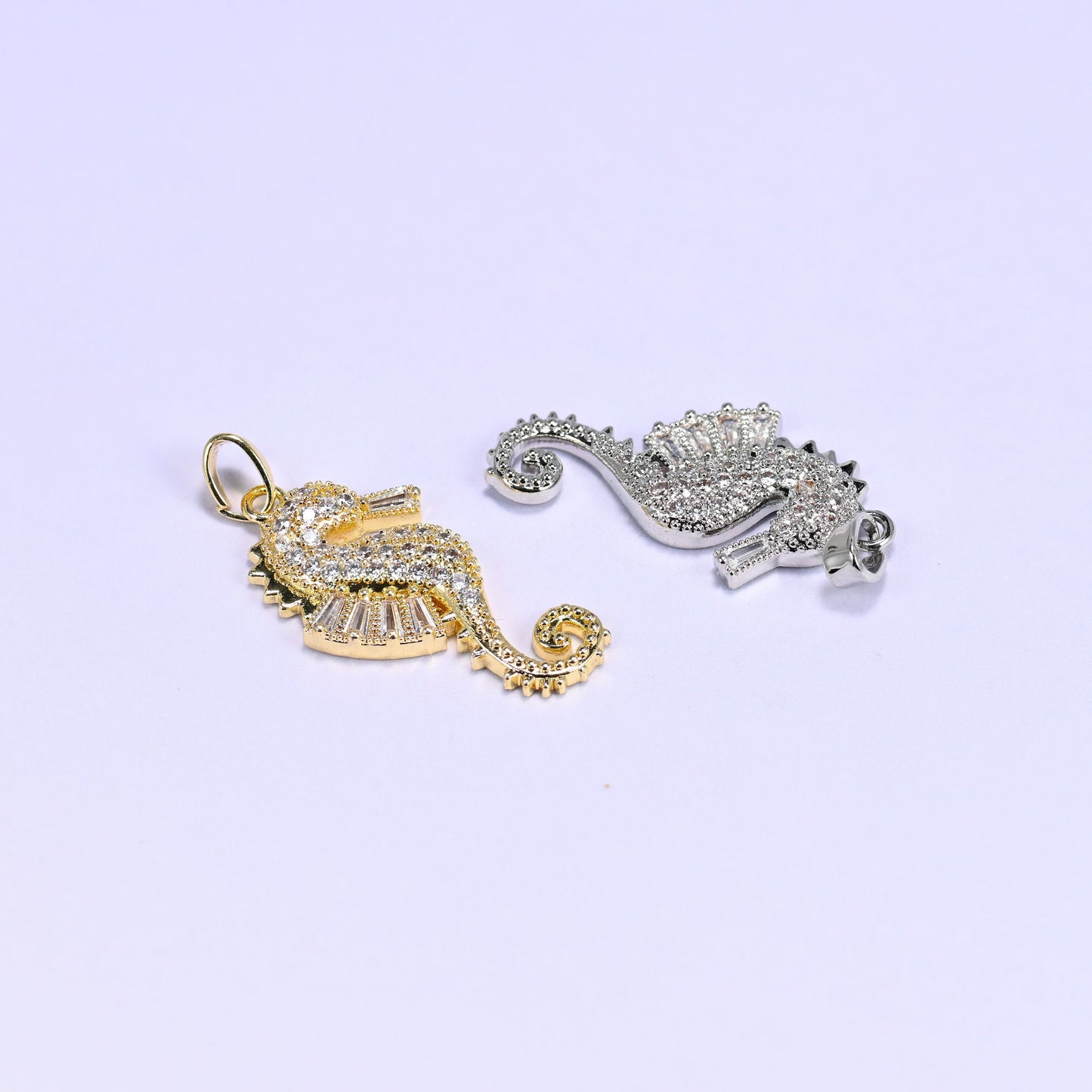 Sea Horse Zircon Charms, bail approx 5.95mm x 2.60mm