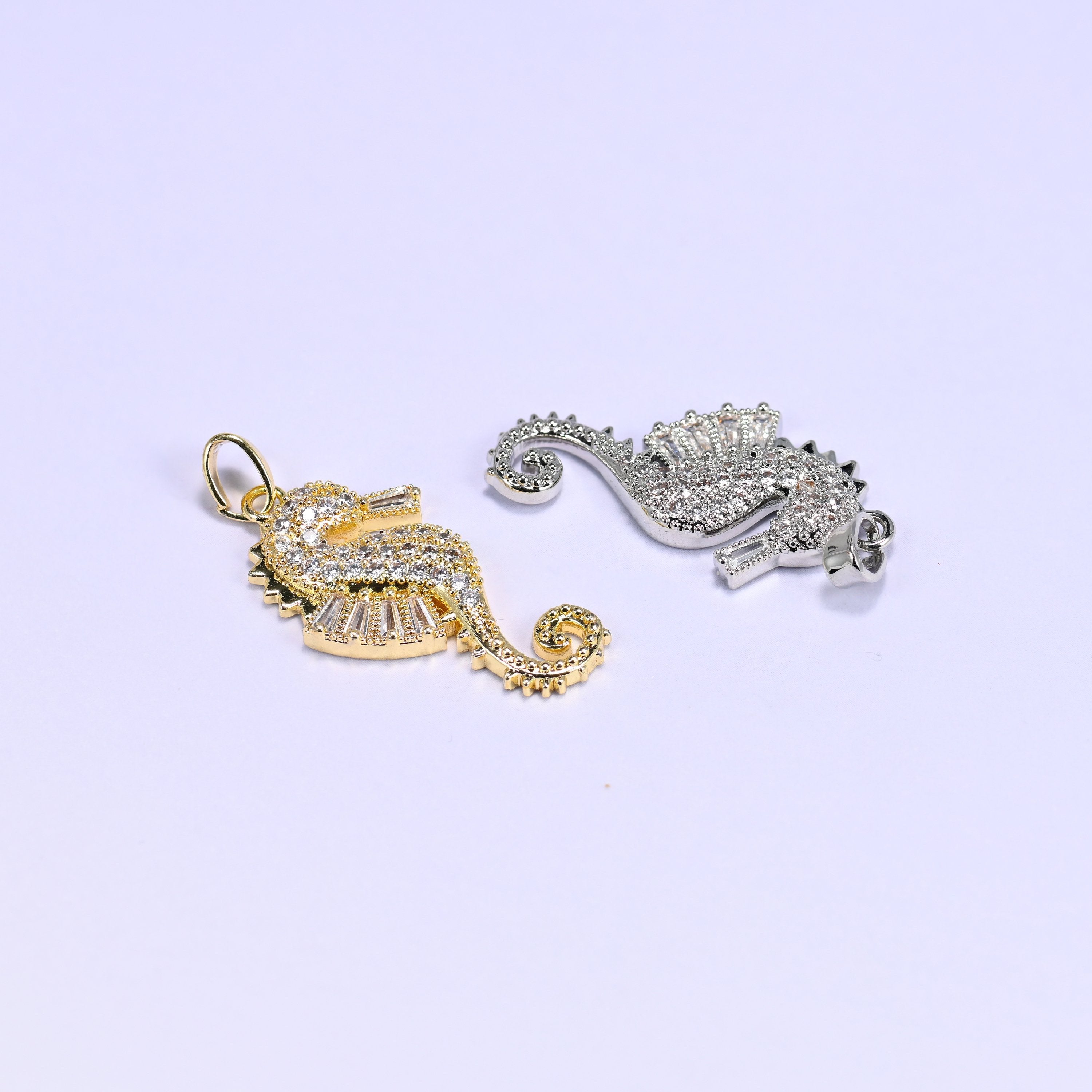 Sea Horse Zircon Charms, bail approx 5.95mm x 2.60mm