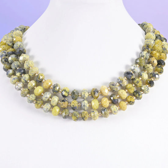 Yellow Howlite beads, faceted rondelle, 6 x 10mm