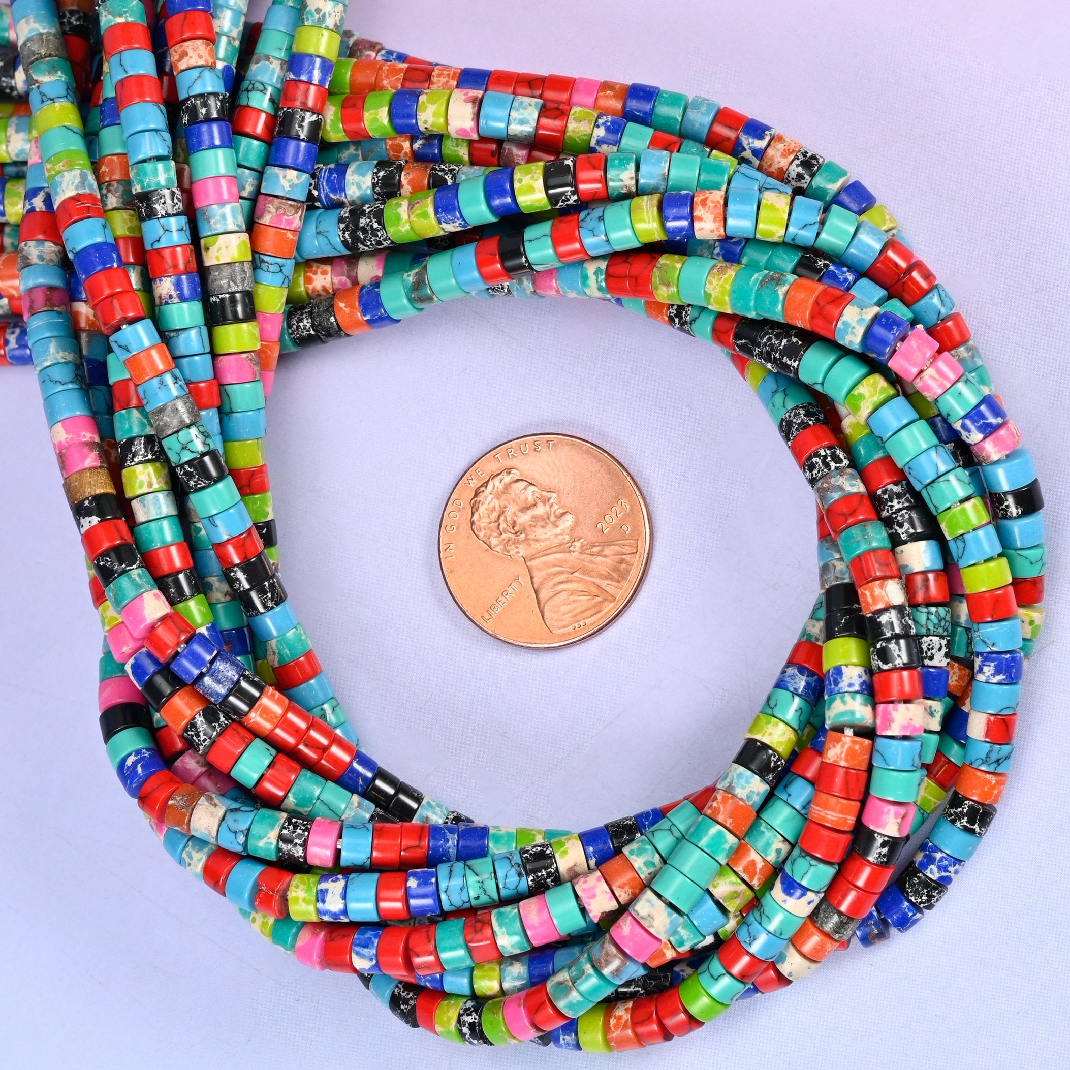 Dyed Multi-Color Shoushan Stone Smooth Heishi Disc Beads: Jewelry Making Supply, 15.5 Inch Strand