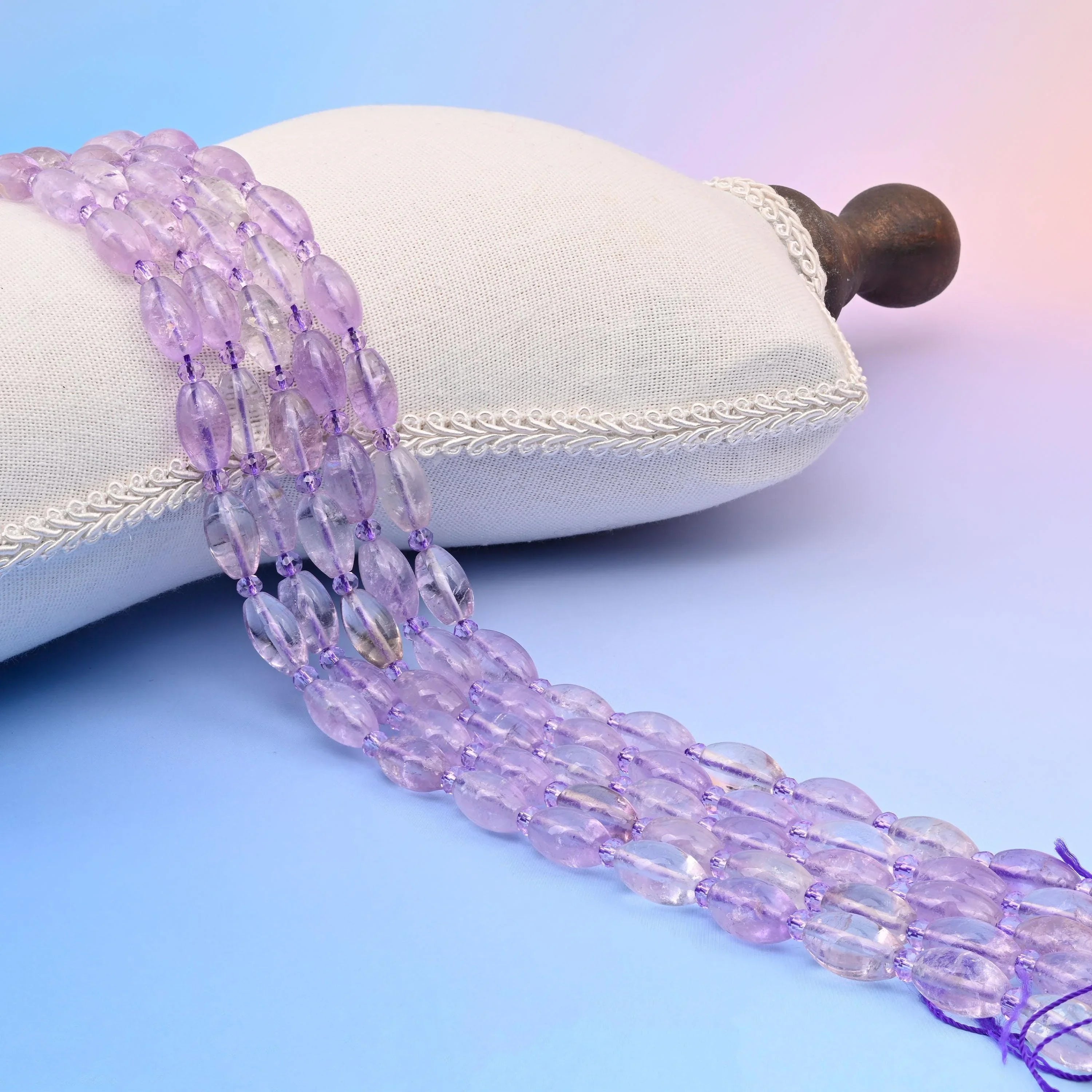 Lavender Amethyst Smooth Barrel Beads