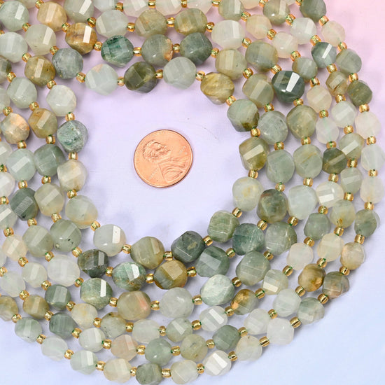 Green Grass Silk Stone beads, sold per 15 inch strand