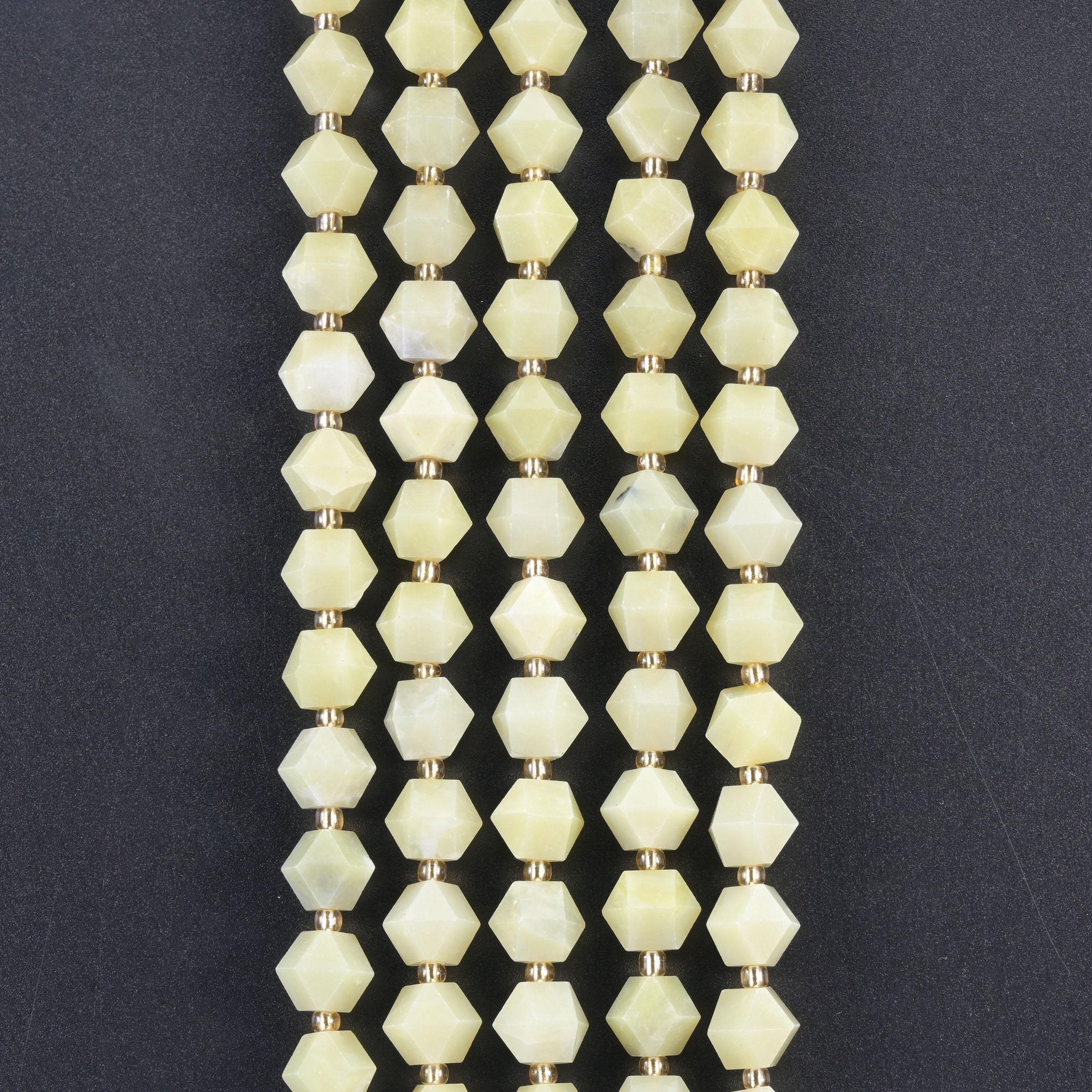 Lemon Jade Faceted Diamond Rhombus Beads, 15.5 inch strand