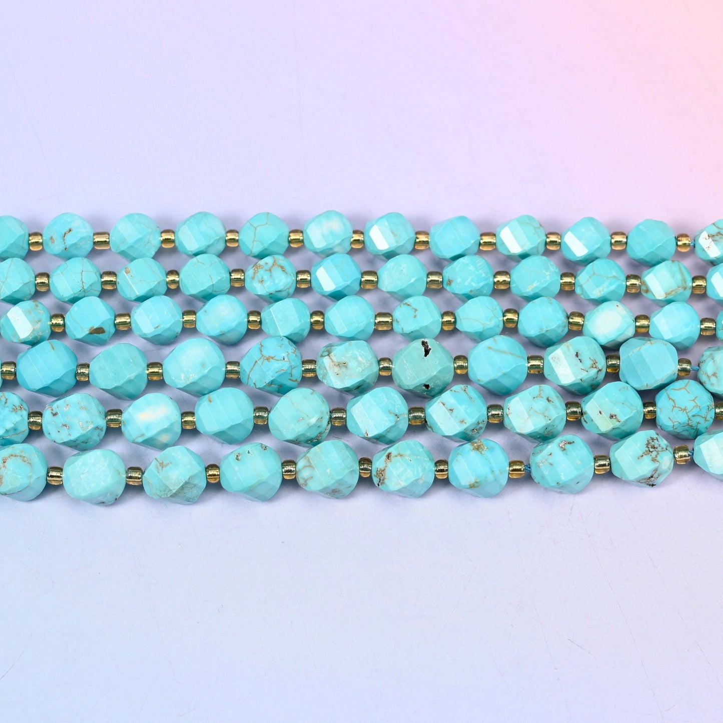 Dyed Light Blue Howlite beads in bright turquoise-blue with natural grey-brown veining