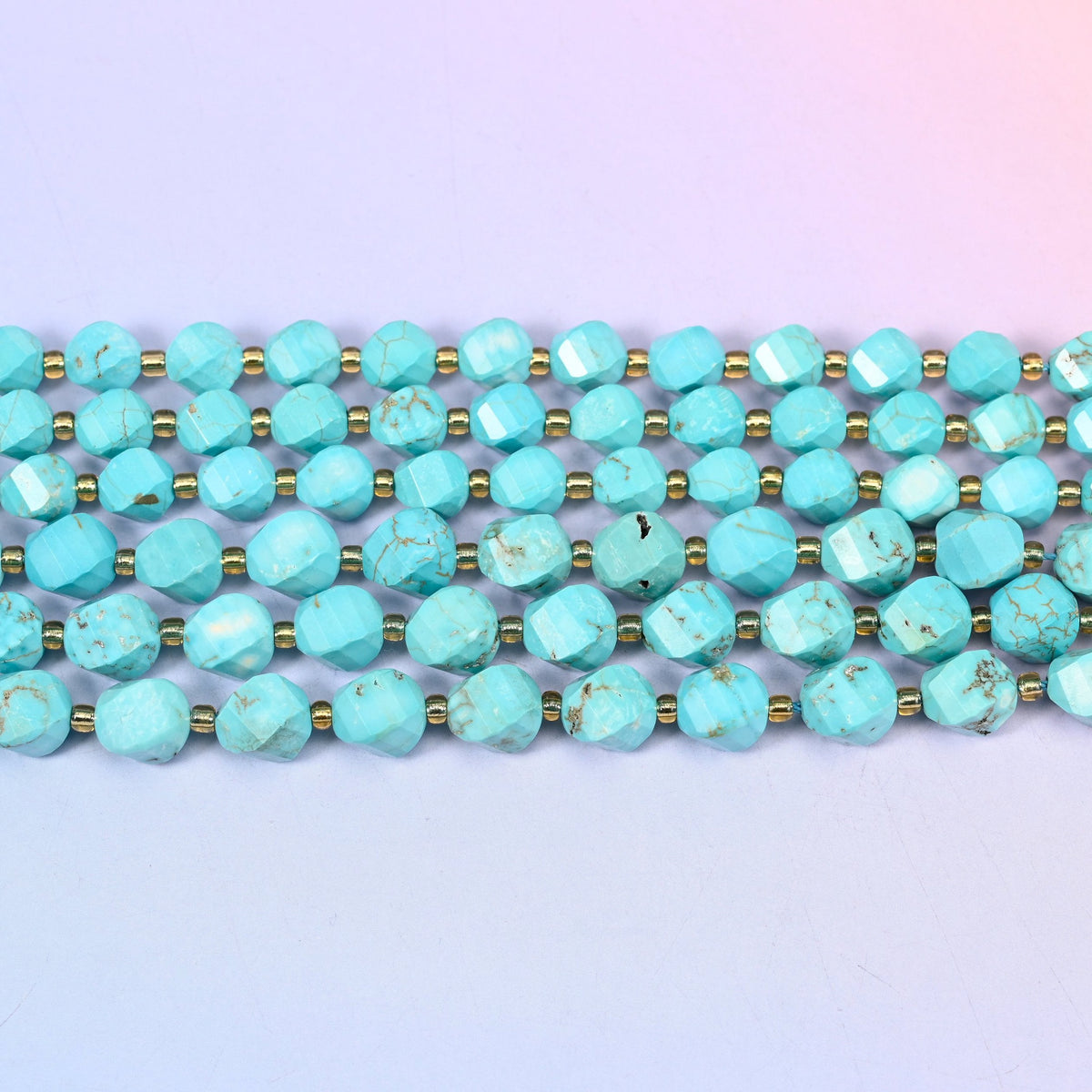 Dyed Light Blue Howlite beads in bright turquoise-blue with natural grey-brown veining