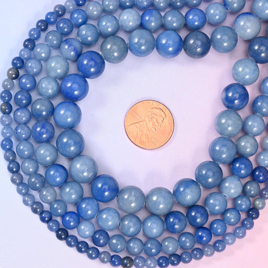 Denim Blue Aventurine Smooth Round Beads 4mm 6mm 8mm 10mm 12mm, 4mm approximately 85 beads / 6mm approximately 58 beads / 8mm approximately 45 beads / 10mm approximately 36 beads