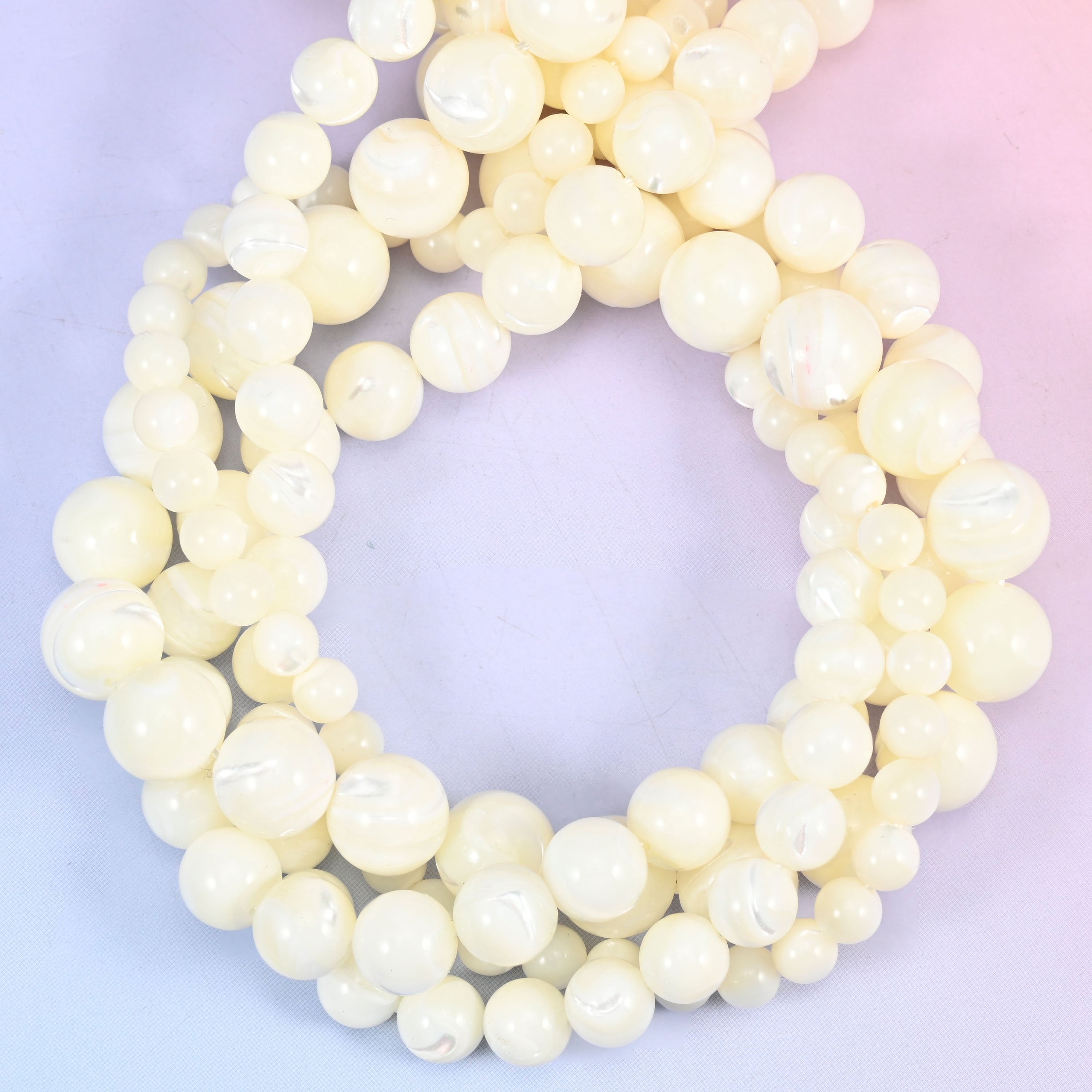 White Trochus Shell Round Beads: Jewelry Making Supply