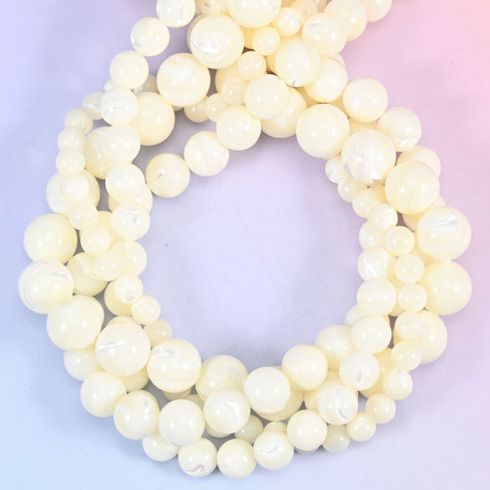 White Trochus Shell Round Beads: Jewelry Making Supply