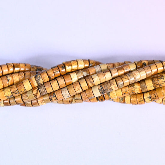 Picture Jasper Smooth Heishi Disc Beads, approximately 180 or 250 beads per strand