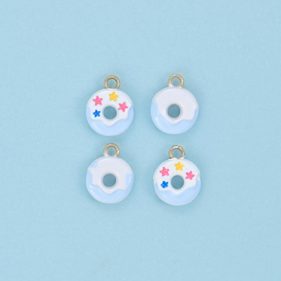 Star sprinkle donut charm, brass, 18K gold filled, multi-colour enamel