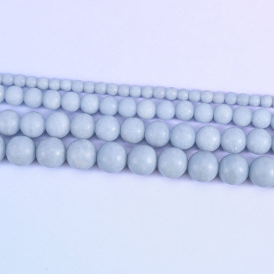 Angelite Matte Round Beads 4mm 6mm 8mm 10mm, 15 inch full strand