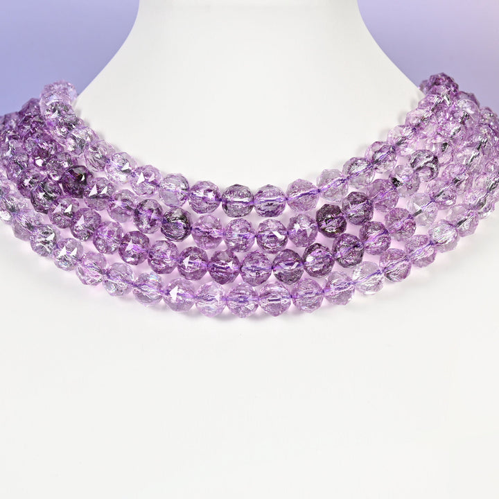 Purple glass beads, faceted round, 10mm