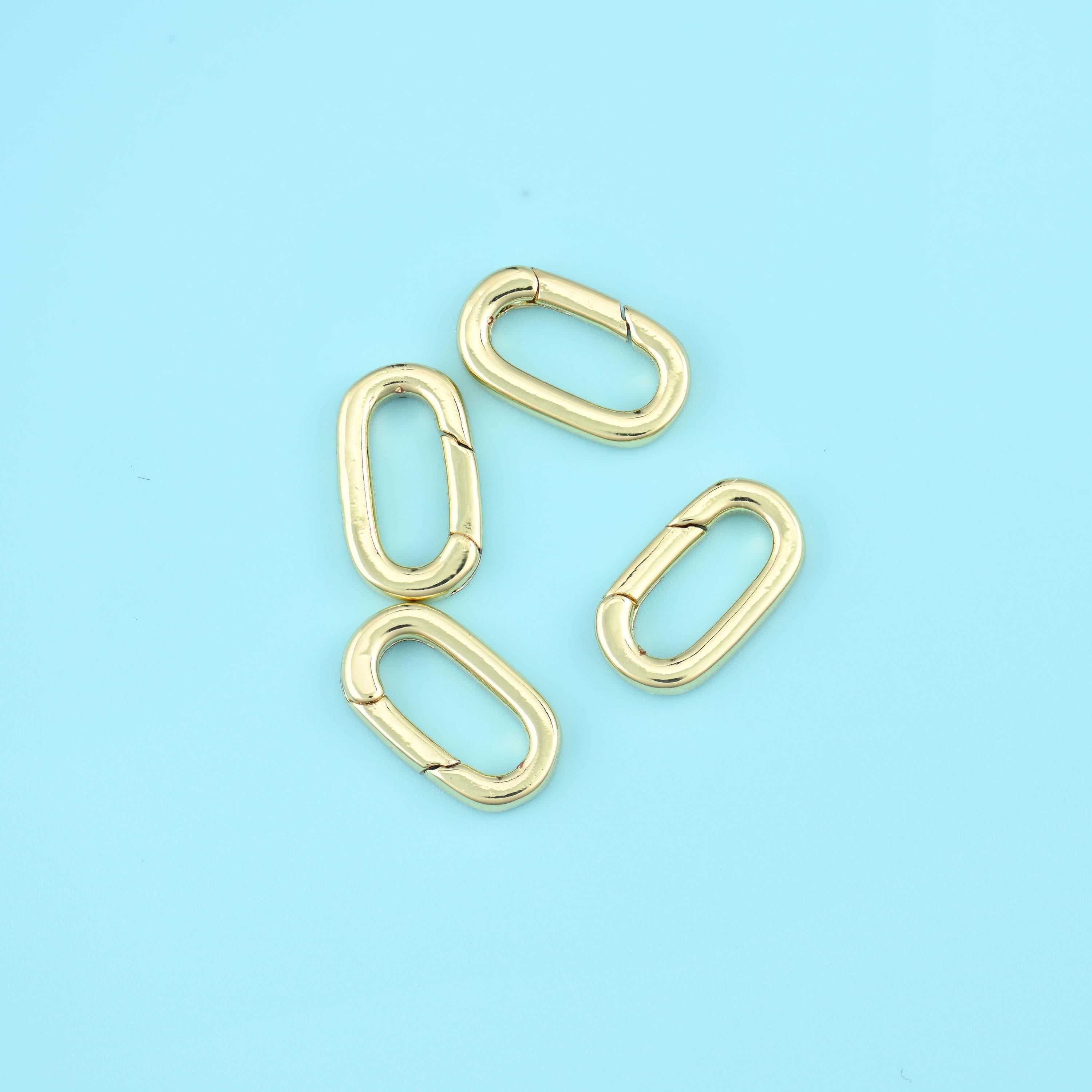 Brass, 18K Gold Filled — lead free and nickel free beads, oval carabiner, 14 x 8mm