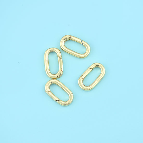 Brass, 18K Gold Filled — lead free and nickel free beads, oval carabiner, 14 x 8mm