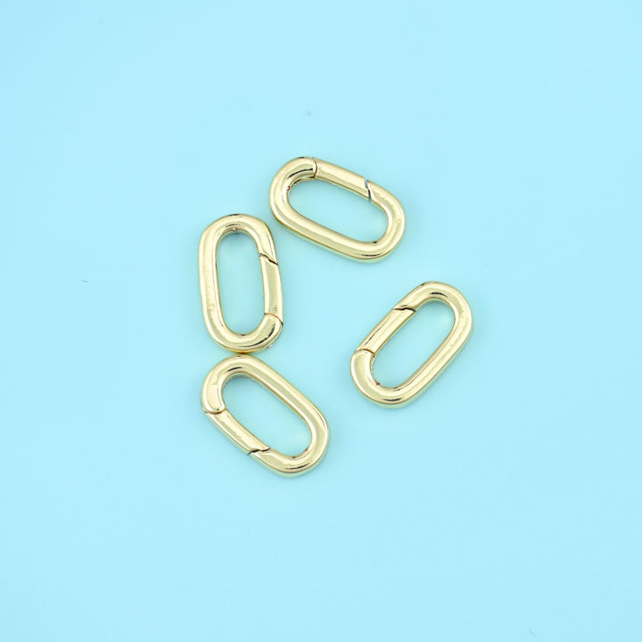 Brass, 18K Gold Filled — lead free and nickel free beads, oval carabiner, 14 x 8mm