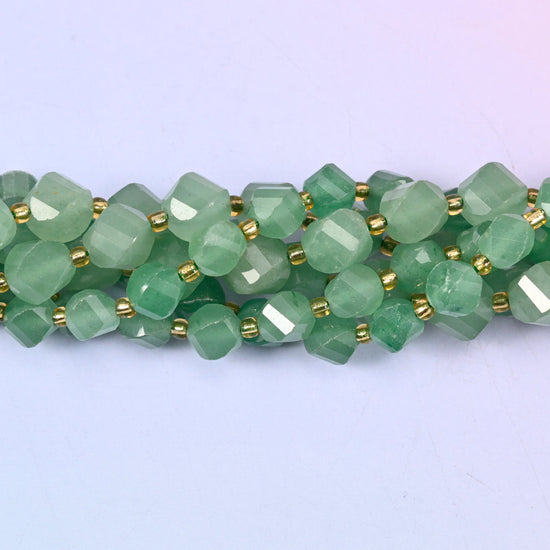 Lightly translucent green aventurine with paler cloudy zones