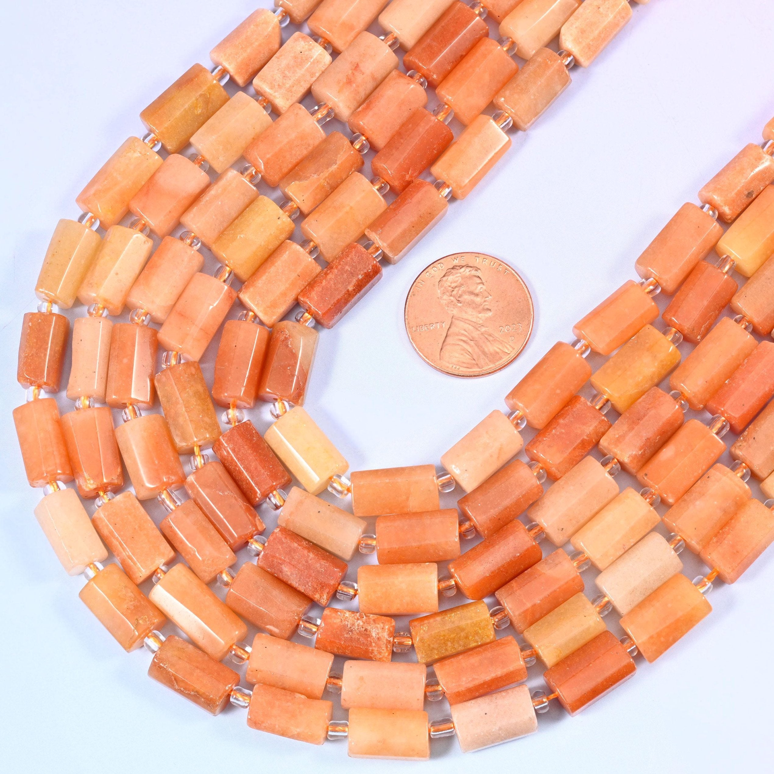 Faceted tube cut Red Aventurine beads