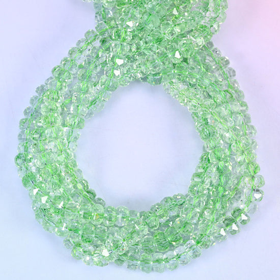 Transparent Green Faceted Rondelle Glass Beads