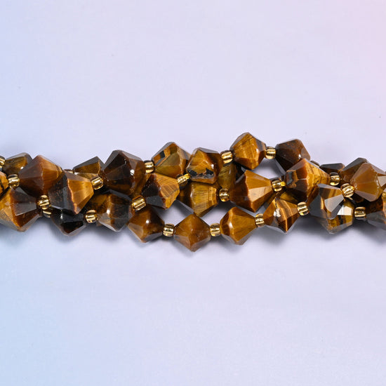 Tiger Eye Faceted Bicone Beads 8mm 10mm Jewelry Making 15 Inch Strand