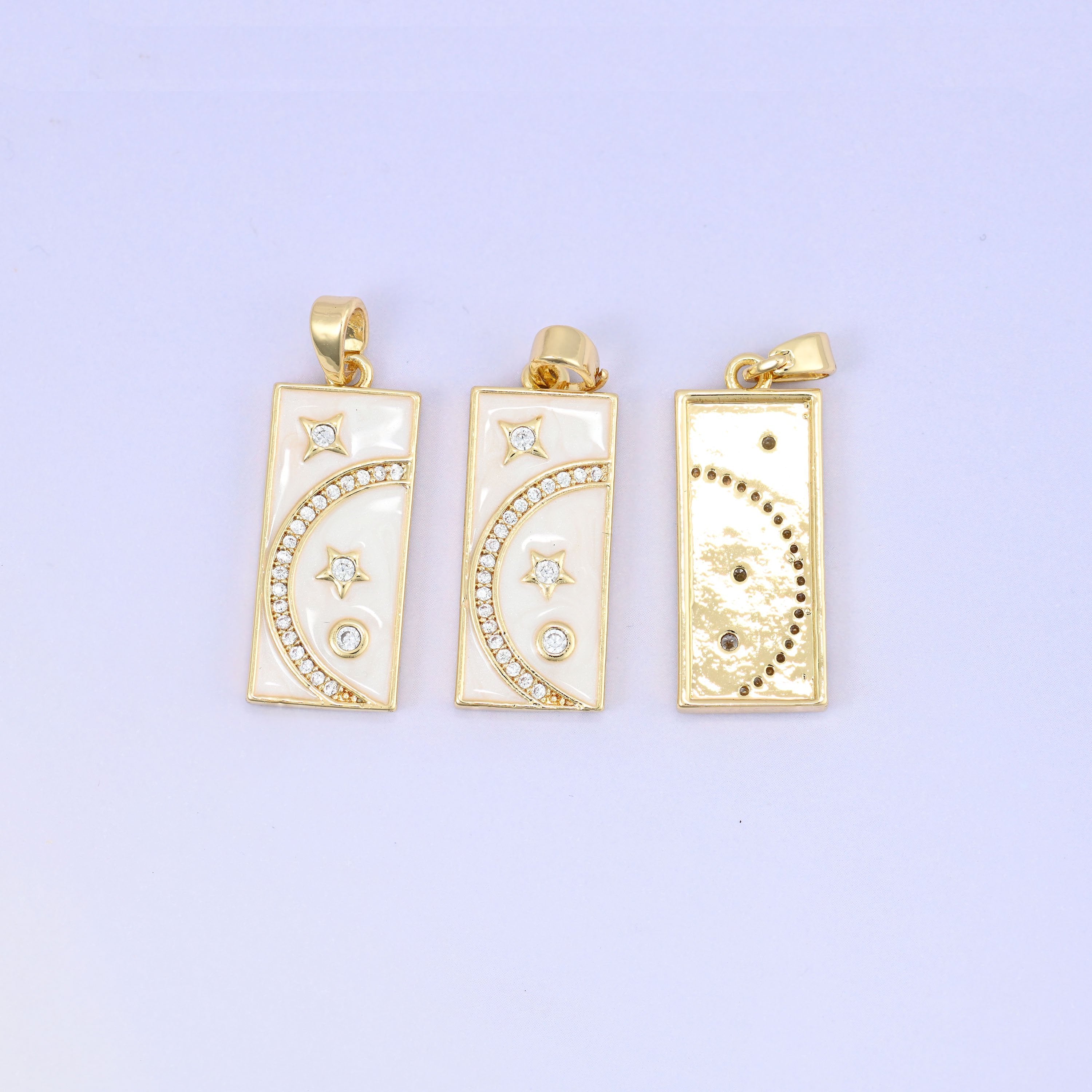 Moon Star Rectangle Charm Pendant, bail approximately 6.0mm x 2.95mm