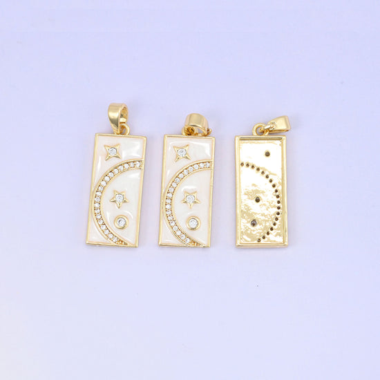 Moon Star Rectangle Charm Pendant, bail approximately 6.0mm x 2.95mm