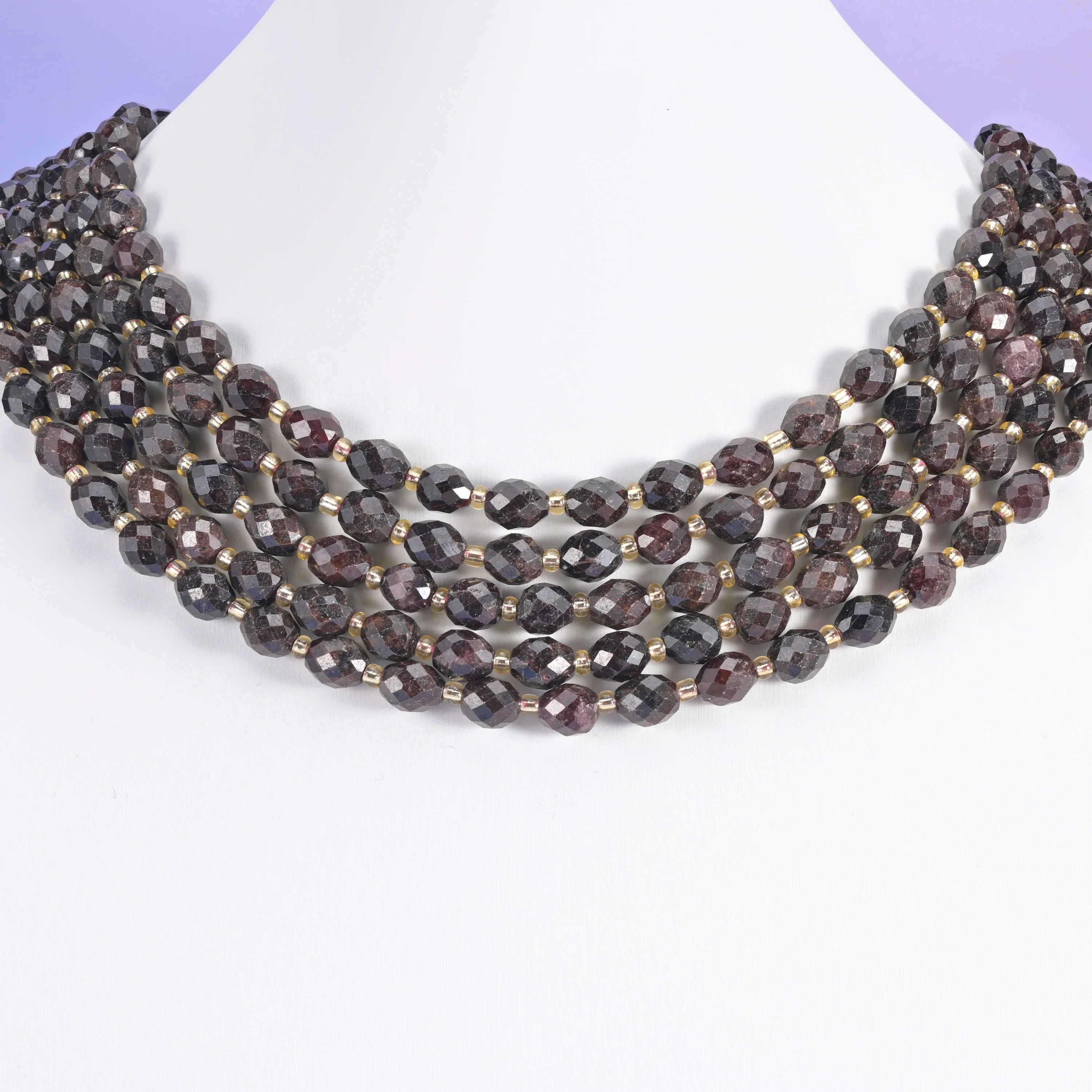 Red Garnet beads, faceted rice barrel shape, 6x8mm