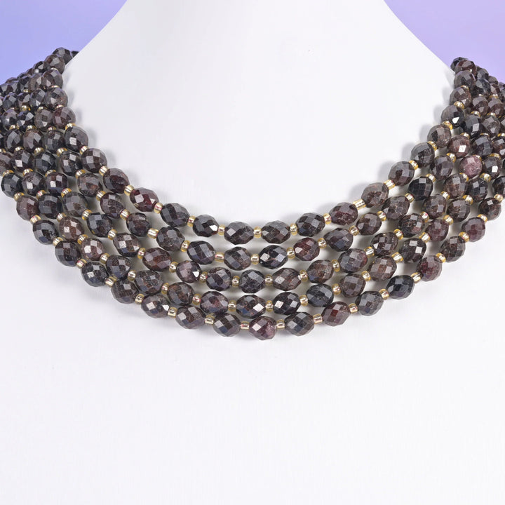 Red Garnet beads, faceted rice barrel shape, 6x8mm