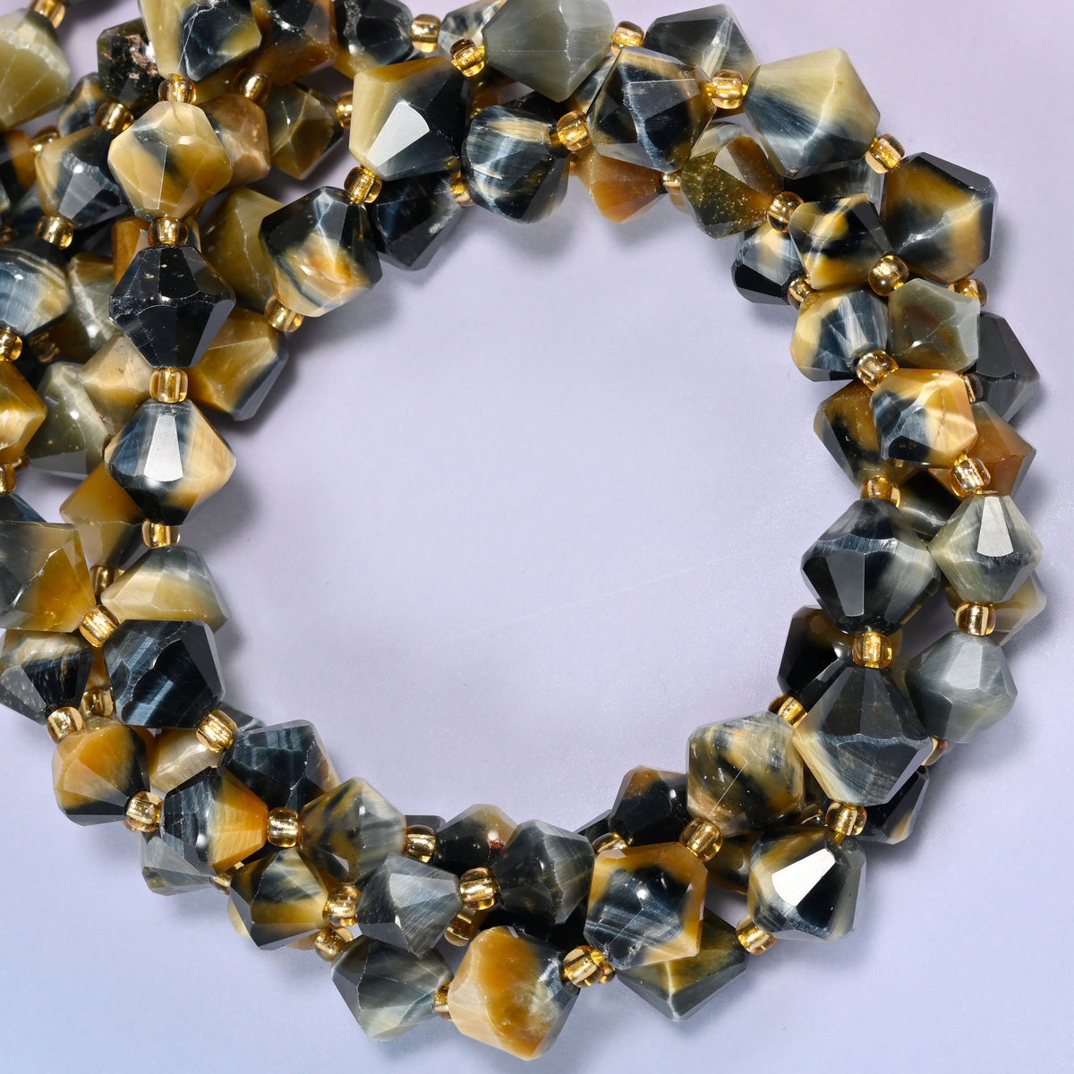 Dream Tiger Eye Bicone Beads 8mm 10mm Jewelry Making 15 Inch Strand