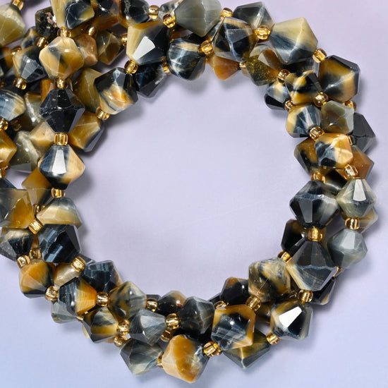 Dream Tiger Eye Bicone Beads 8mm 10mm Jewelry Making 15 Inch Strand
