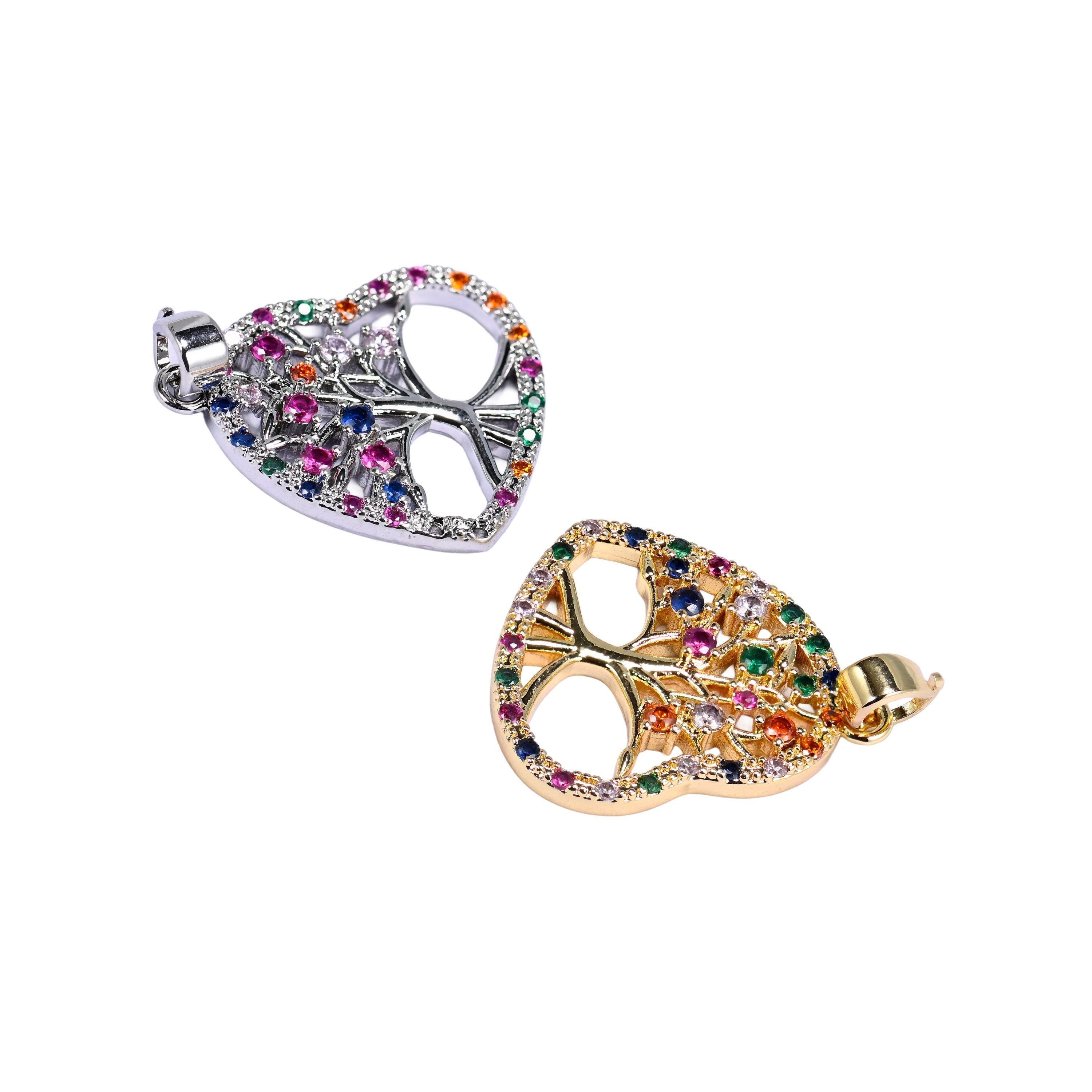 Heart Tree of Life Zircon Charms, sold individually
