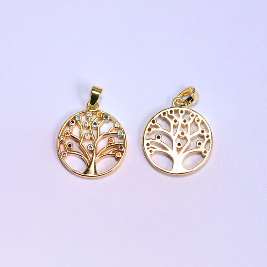 Round Tree of Life Multicolor Zircon Charms: DIY Pendants, Jewelry Making Supply
