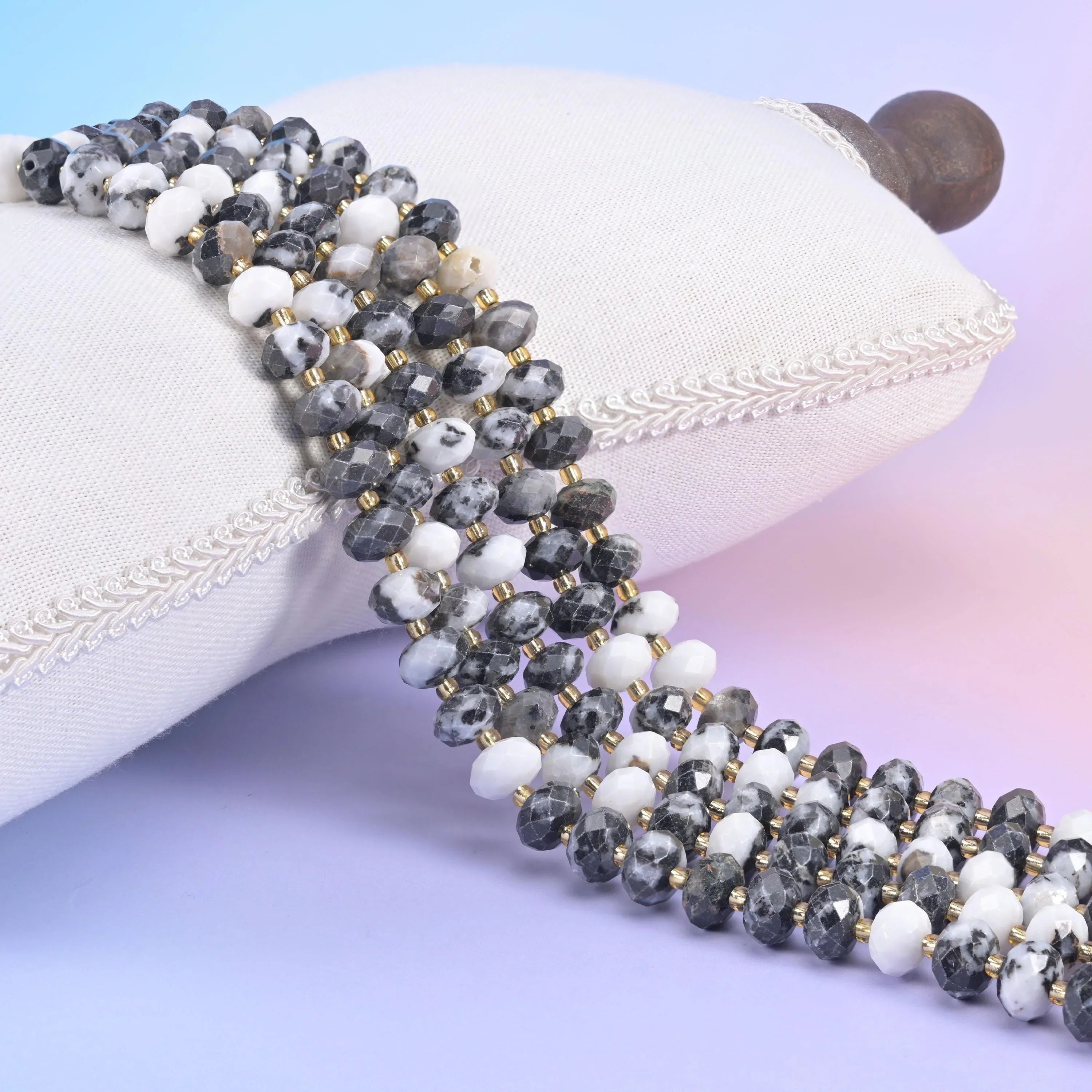 Zebra Jasper Faceted Rondelle Beads 6x10mm