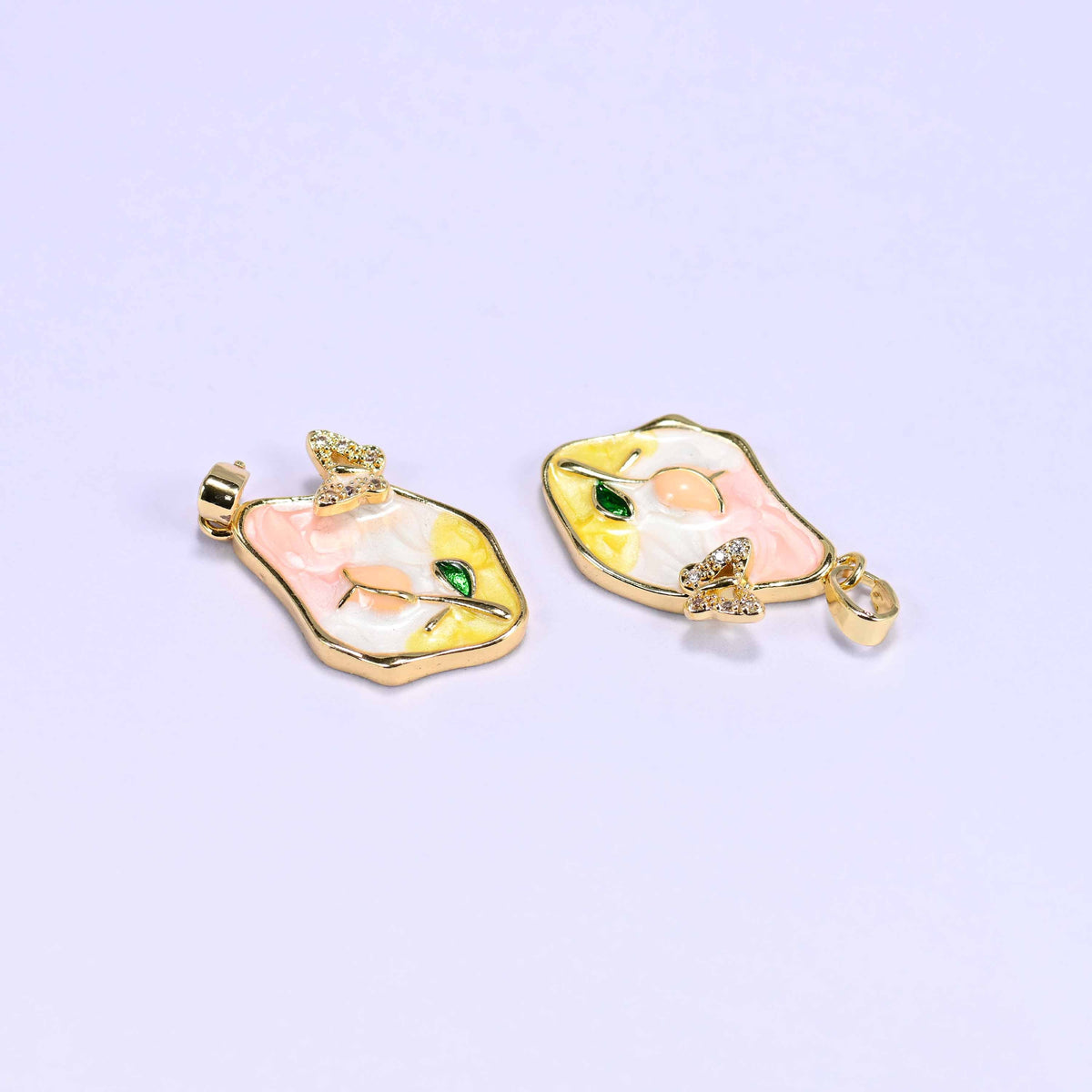 Freeform frame cut tulip butterfly charm pendant