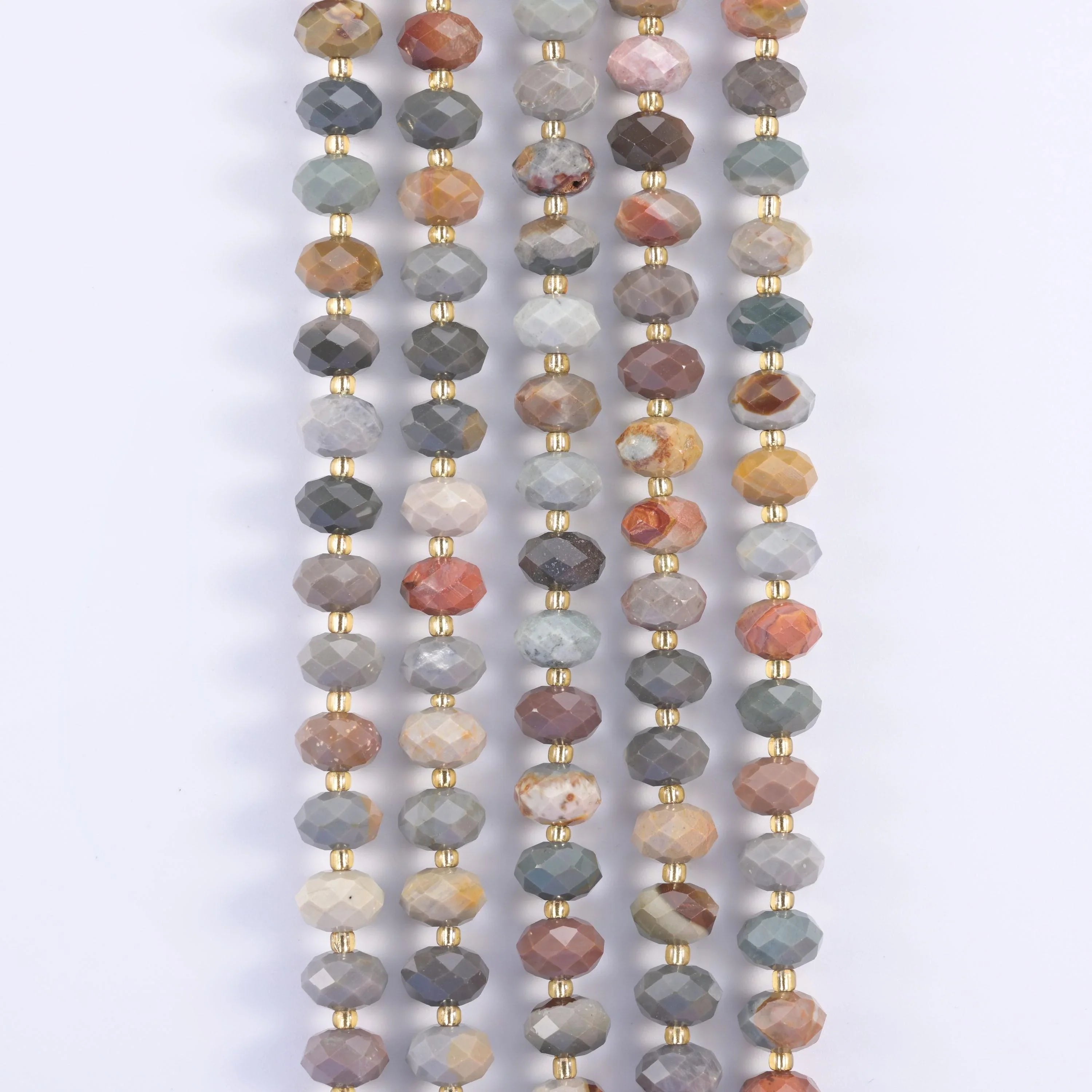 Alashan Agate Faceted Rondelle Beads, 15.5 inch strand