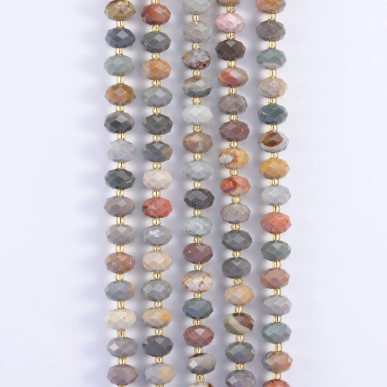 Alashan Agate Faceted Rondelle Beads, 15.5 inch strand