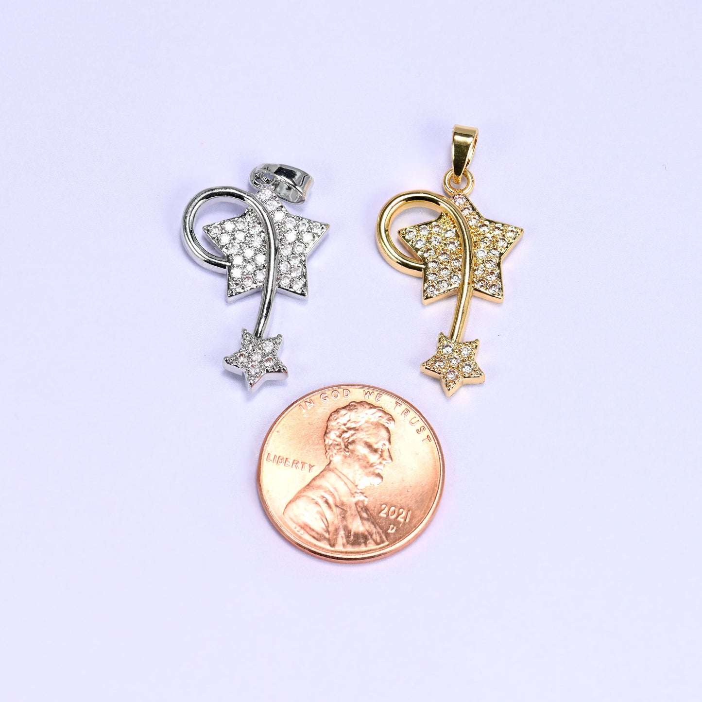 Wishing Star Zircon Charms, bail approx 5.95mm x 2.50mm