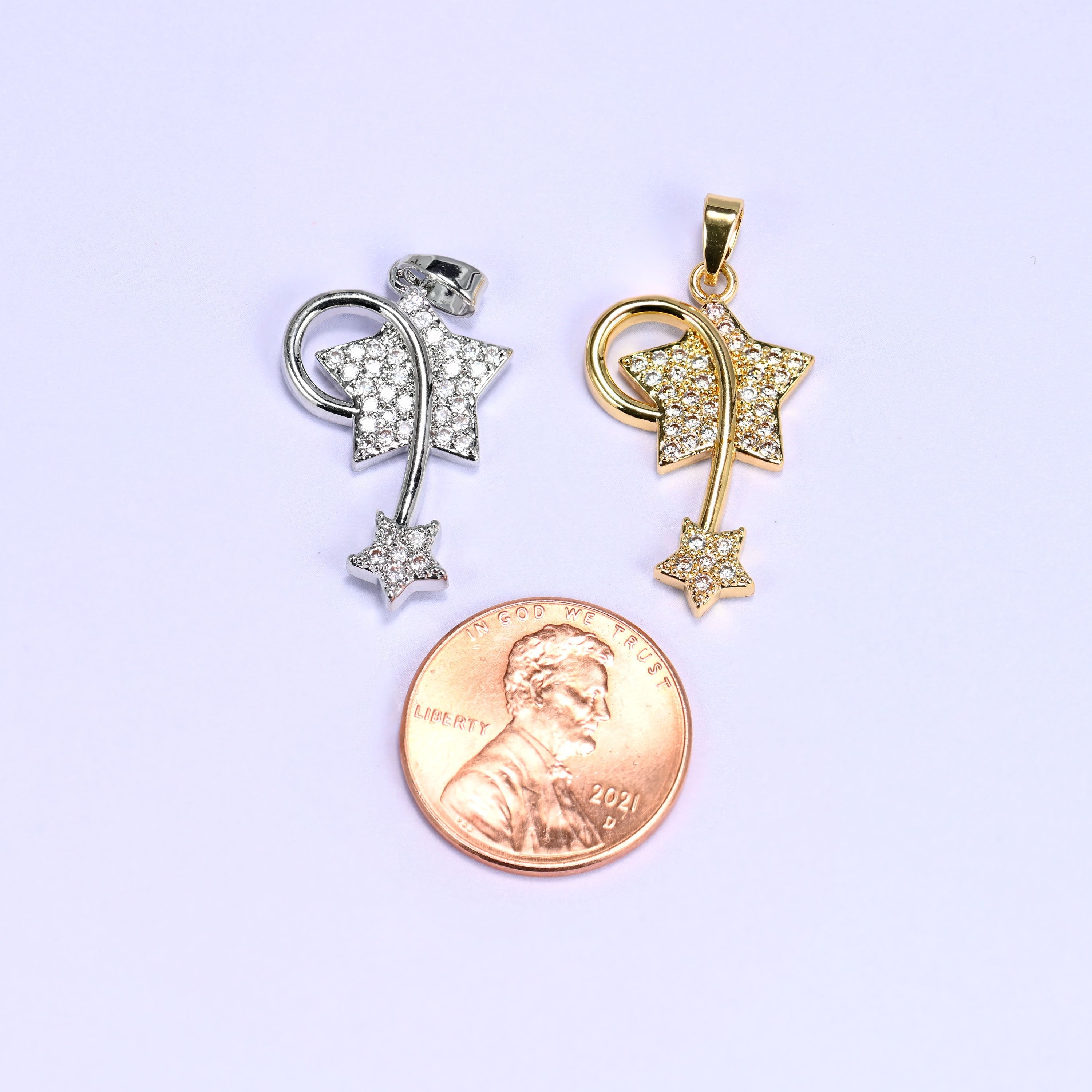 Wishing Star Zircon Charms, bail approx 5.95mm x 2.50mm