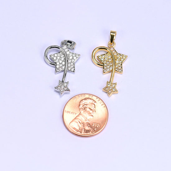 Wishing Star Zircon Charms, bail approx 5.95mm x 2.50mm