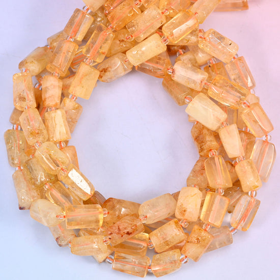 Citrine Faceted Tube Beads: Jewelry Making 15.5 Inch Strand
