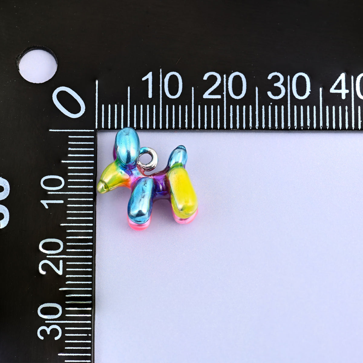 Balloon dog charm measured at 14.5mm, small enough for a charm bracelet or earrings.