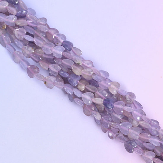 Lepidolite heart beads, approximately 70 beads per strand