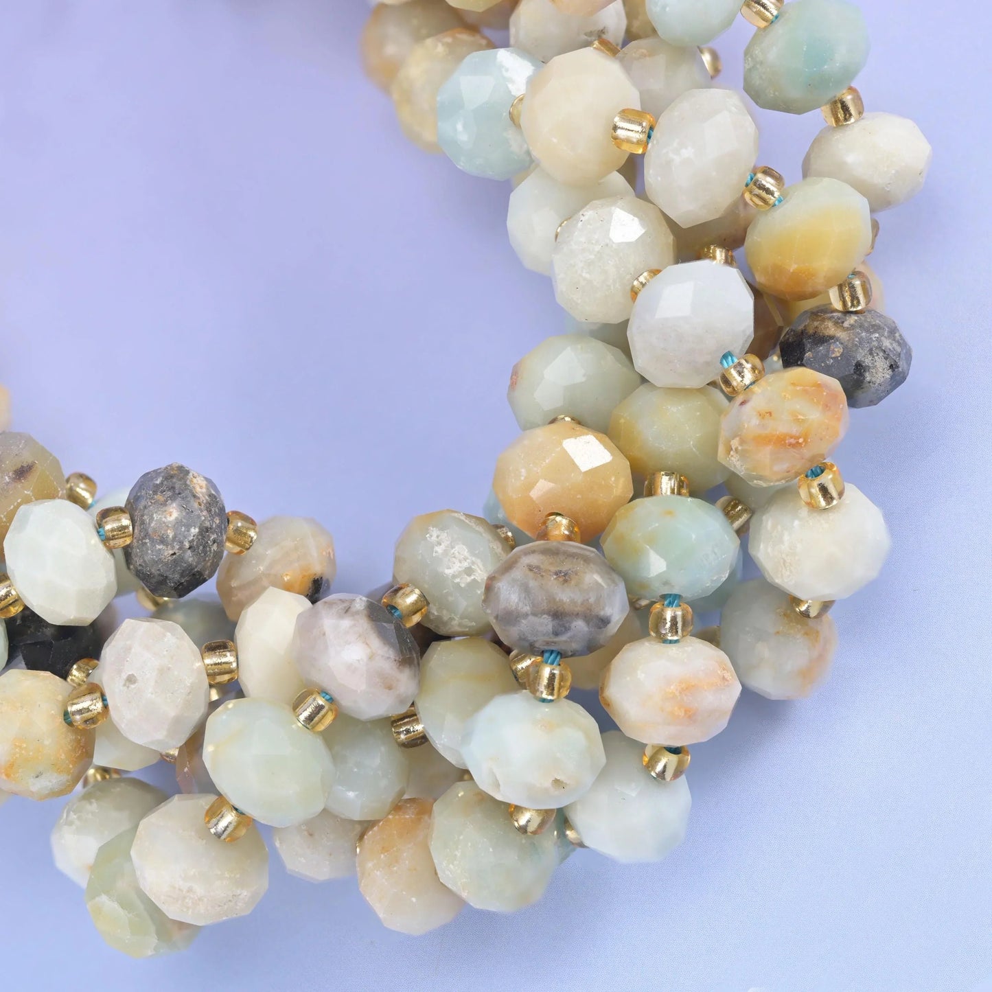 Faceted rondelle cut multi-color amazonite beads