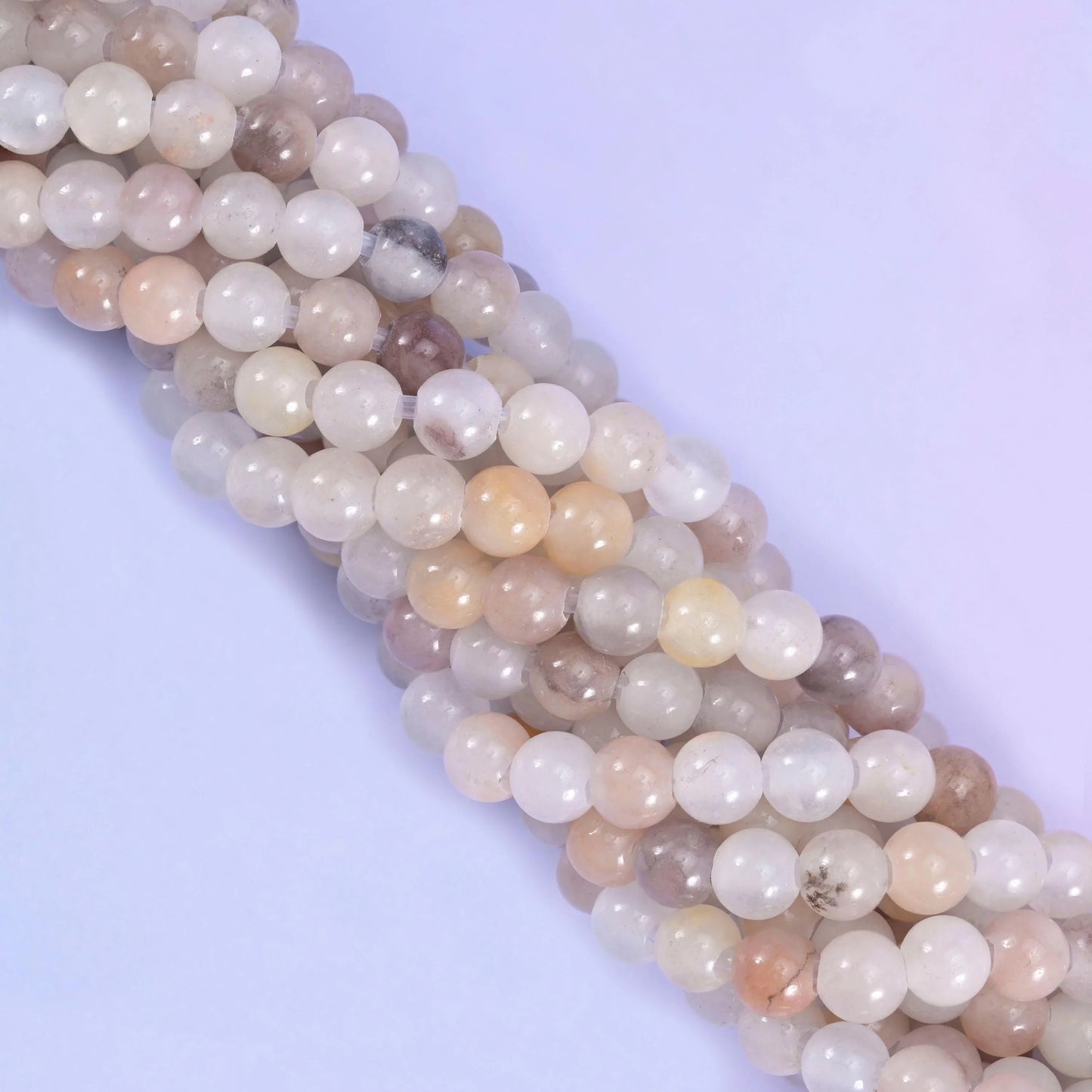 Lavender Quartz Large Hole Round Beads 6mm 8mm 10mm, 8 inch half strand