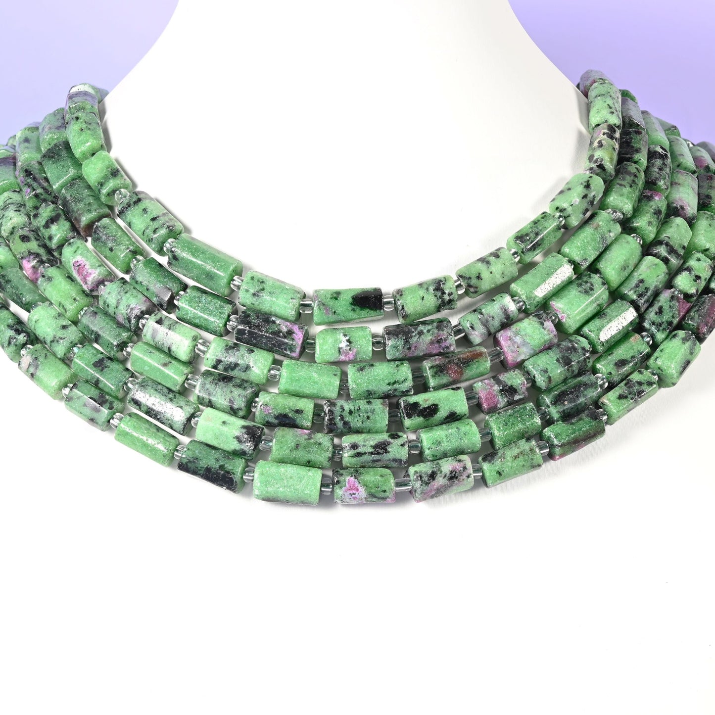 Ruby Zoisite beads, faceted tube, 12x8mm
