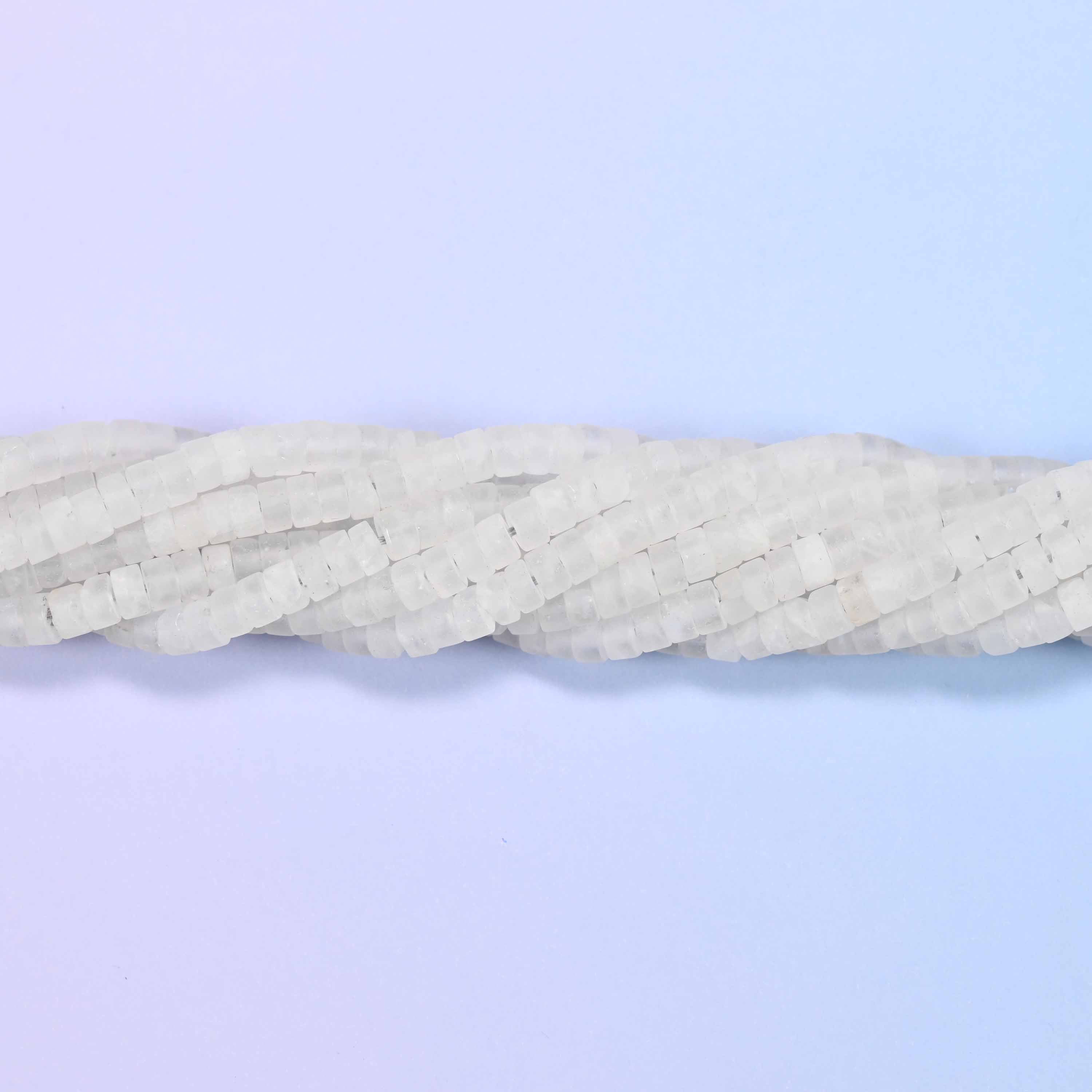 Matte Clear Quartz Heishi Disc Beads: Jewelry Making Supply, 15 Inch Strand