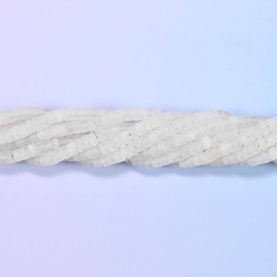 Matte Clear Quartz Heishi Disc Beads: Jewelry Making Supply, 15 Inch Strand