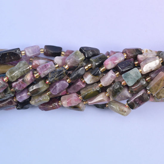 Tourmaline Faceted Tube Beads, sizes 4-12mm or 7-16mm