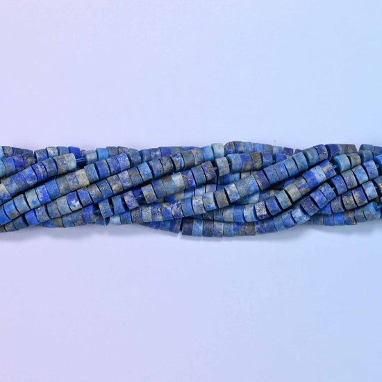 Matte lapis lazuli heishi disc beads, approximately 155 per strand