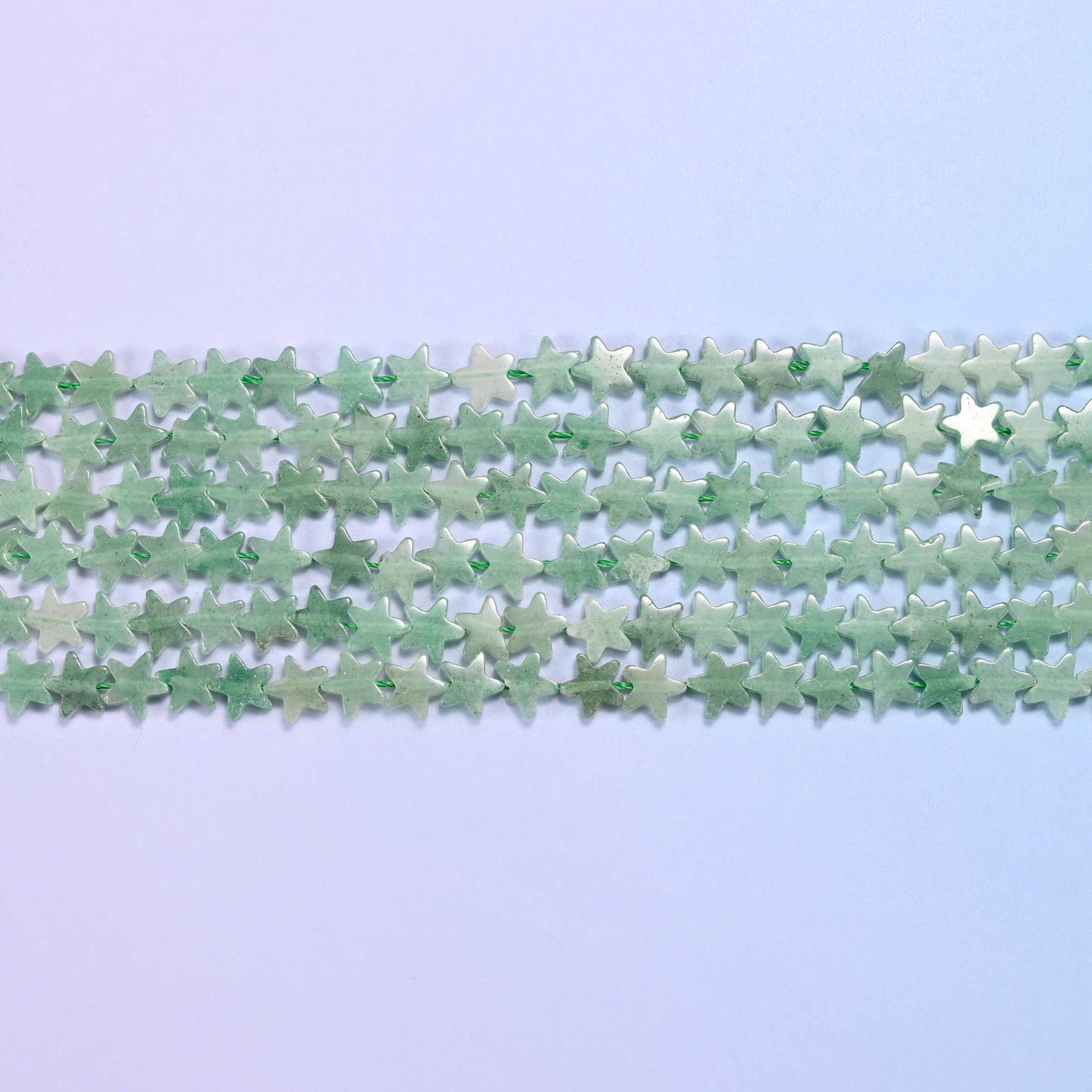 Green Aventurine Flat Star Beads: Size 6mm, Jewelry Making, 15 Inch Strand