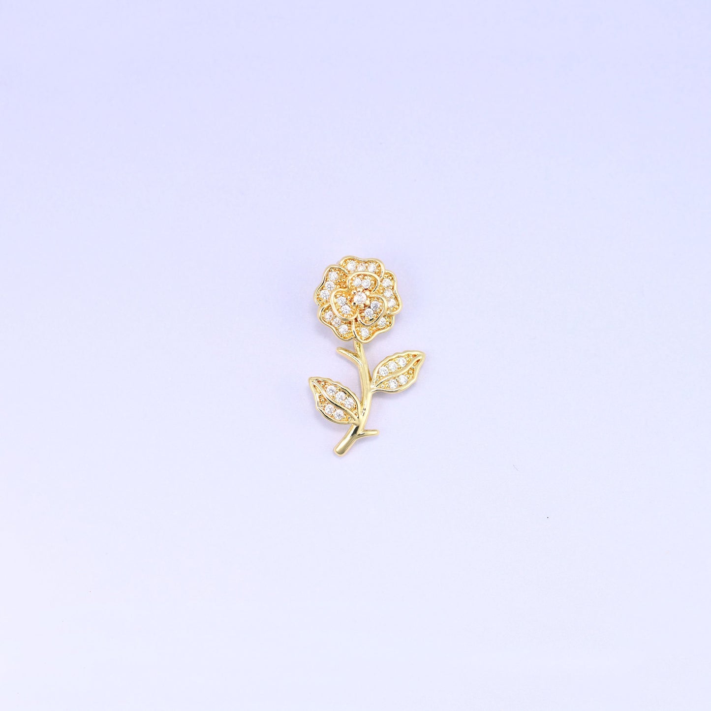18K Gold Plated Brass Rose Charm Pendant